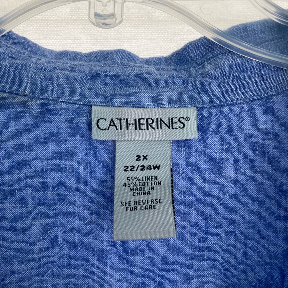 Catherines Denim Blue Linen-Cotton Top